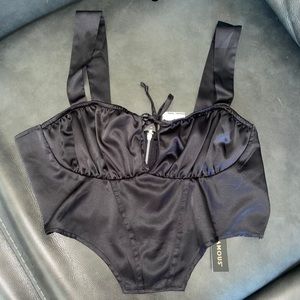 Black Satin crop top